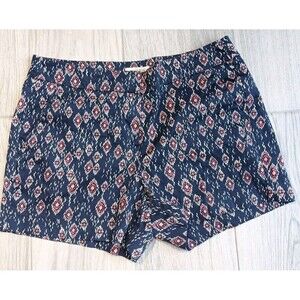 British Khaki Shorts Size 4 Navy Geometric‎ Print Cotton Blend